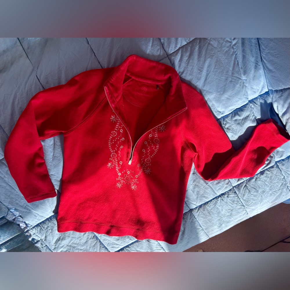 Tommy Bahama Women’s Half-Zip Long Sleeve Sweater Sequin Embellishment - Medium - Picture 3 of 8